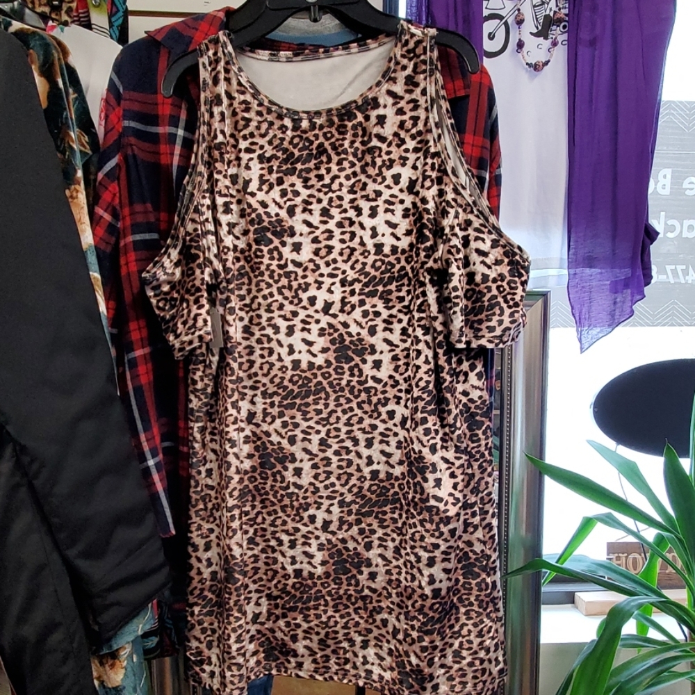 Crazy train off shoulder tunic